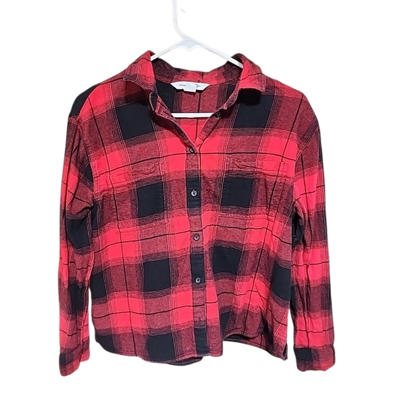 Old Navy Upcycled Flannel With Sewn On Patch On The Back. Size Medium - Picture 2 of 5